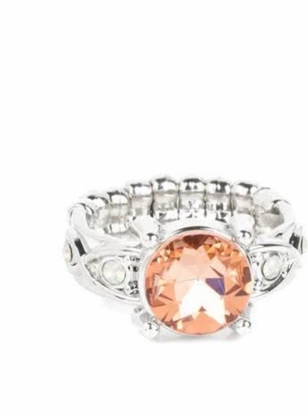 paparazzi Silver-Tone Ring with Peach Crystal